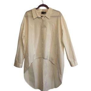 Eileen Fisher - Large White Highlow Collered Shirt - Corrected Measurements